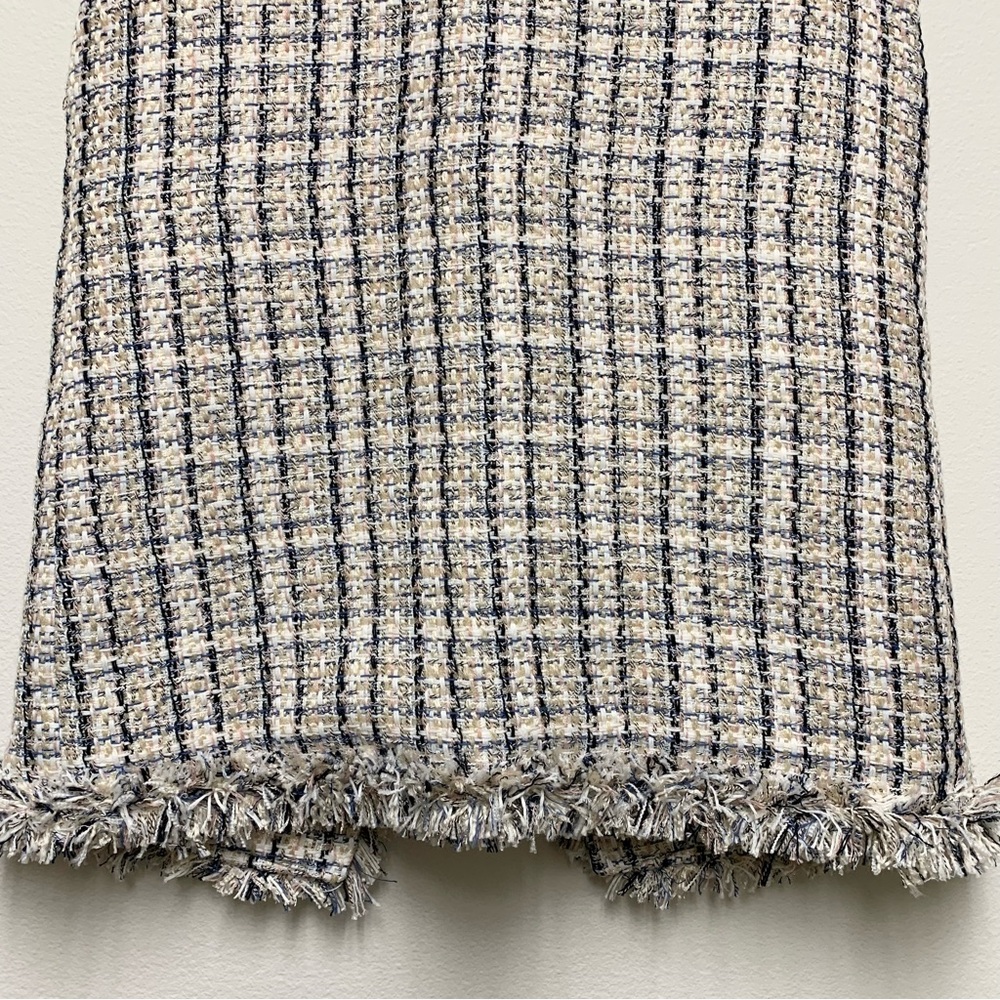 Molci Frayed Tweed Longline Blazer Vest‎ Size 36 / US S Open Front White Multi - Picture 13 of 16